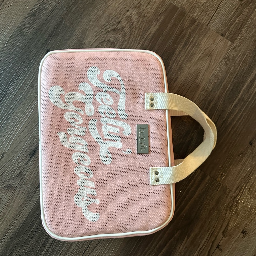 Benefit Pink Makeup Bag with White Handles